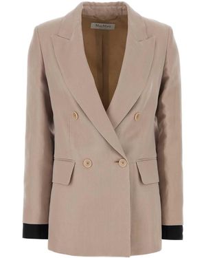 Max Mara Silk Feltro Blazer - Natural