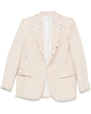 forte_forte Viscose Wool Slub Pearl Embroidered Jacket Clothing - Natural