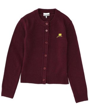 Ganni Logo Round Neck Jumper - Purple