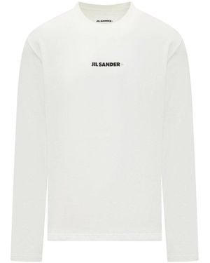 Jil Sander Langarm T -Shirt - Weiß