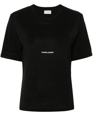 Saint Laurent Cotton Logo T-Shirt - Black