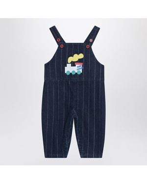 Bobo Choses Denim Overalls With Train - Blue