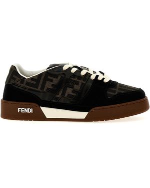 Fendi Low-Top aus Canvas mit Veloursleder in Schwarz