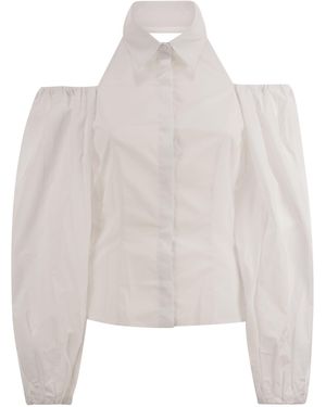 MVP WARDROBE Mvp Garderobe Katoenen Shirt Met Ballonmouwen - Wit