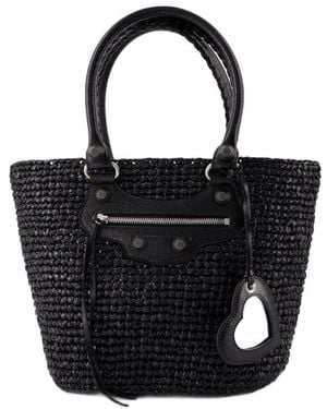 Balenciaga Le Cagole Panier M Umhängetasche Nylon Black - Schwarz