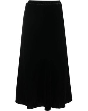 Gold Hawk Velvet Maxi Skirt - Black