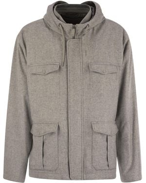 Herno Field Jacket In Zijde En Kasjmier - Grijs