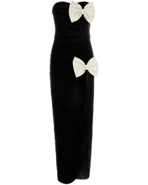 Alessandra Rich Velvet Evening Dress With Bows - Black