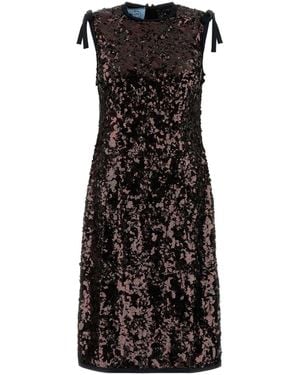Prada Sequin Sleeveless Midi Dress - Black