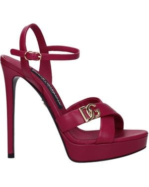 Dolce & Gabbana Sandals Leather Fuxia/Hibiscus - Viola