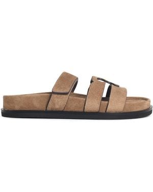 Tory Burch Pantuflas de ante beige "Ines Sport" - Blanco