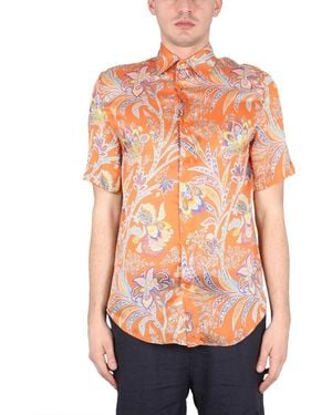 Etro Floral Print Mini Shirt For - Orange