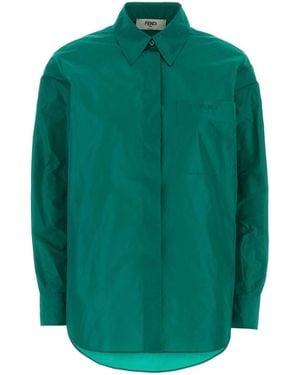 Fendi Turquoise Taffetas Shirt - Green