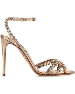 Aquazzura Copper Leather Tequila 105 Sandals - Metallic