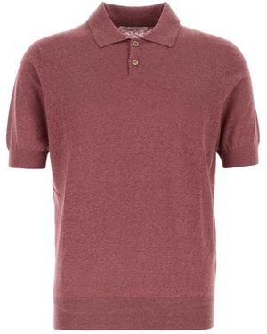Brunello Cucinelli Plum Linen Blend Polo Shirt - Pink
