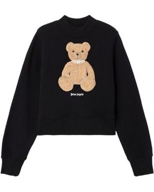 Palm Angels Felpa Girocollo Con Orso - Nero
