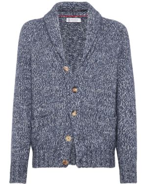 Brunello Cucinelli Melierter Cardigan - Blau