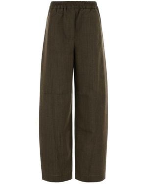 Ganni Light Wool Melange Cargo Trousers - Green