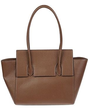 ROUNN Felice Flap Leather Tote Bag - Brown