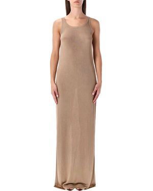 Saint Laurent Rib-Knit Long Tank Dress - Brown