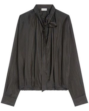 Dries Van Noten Cupro Blouse With Drawstring - Black