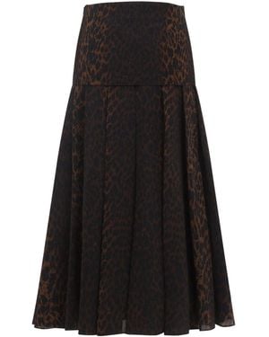 Balenciaga Animalier Godet Midi Skirt - Black