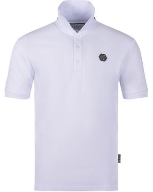 Philipp Plein Pique Polomade Of Cotton. - Blauw