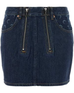 Marine Serre Blue Denim Mini Skirt