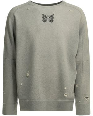 Needles Sweat-shirt à col rond « déconstruit » - Gris