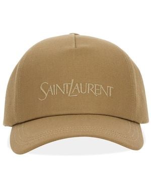 Saint Laurent Baseball Cap Cotton Linen Hat - Natural