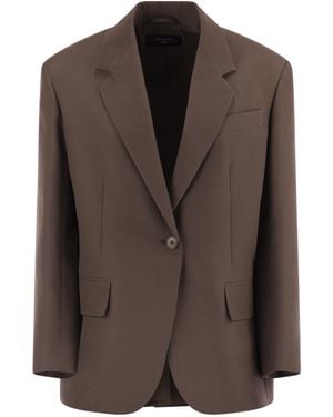 Weekend by Maxmara Floc Cotton Blend Over Blazer - Brown