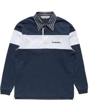 Acne Studios Logo Cotton Polo Shirt - Blue