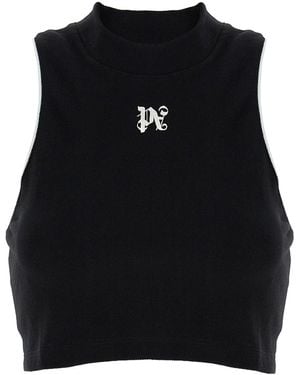 Palm Angels 'Pa Monogram' Cropped Top - Black