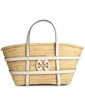 Tory Burch 'Ella' Basket Straw Shopping Bag - Metallic