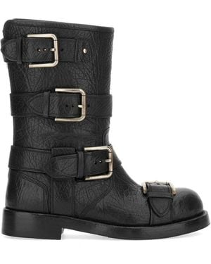 Dolce & Gabbana Dolce & Gabbana Leather Boot With Buckles - Black
