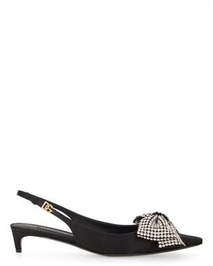 Dolce & Gabbana Satin Sling Back With Rhinestone Embroidery - Black