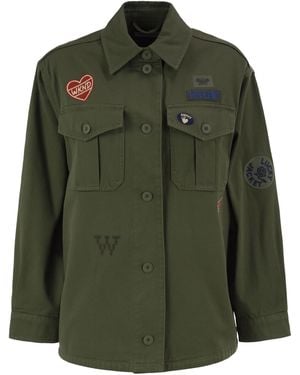 Weekend by Maxmara Wkdrazza Katoenen Overshirt Met Geborduurde Patches - Groen