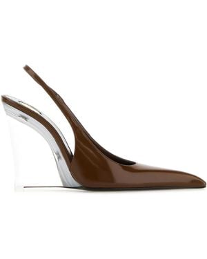パンプス Saint Laurent Burgundy Leather Miller Wedges Saint Laurent Burgundy Leather Miller Wedges | Lyst
