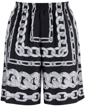 Versace 'silk Medusa Chains Bermuda - Blauw