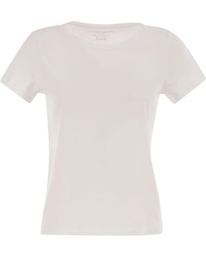 Majestic Crew Hals kurzärmeligte Baumwoll -T -Shirt - Weiß