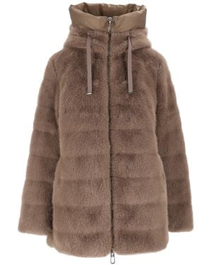 DUNO Plush Quilted Down Coat - Brown