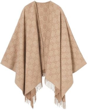 Gucci Cashmere Cape Gg - Natural