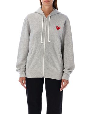 COMME DES GARÇONS PLAY Icon Heart Full Zip Hoodie - Grey