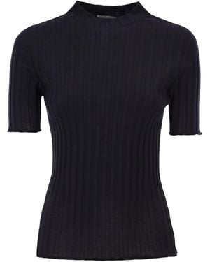 Peserico EASY Short Sleeved Ribbed Woollen Jumper - Black
