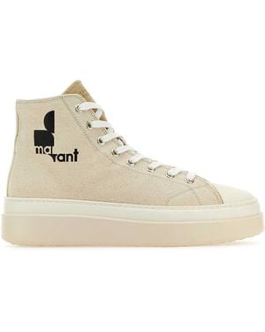 Isabel Marant Melange Ivory Canvas Austen High Trainers - Natural