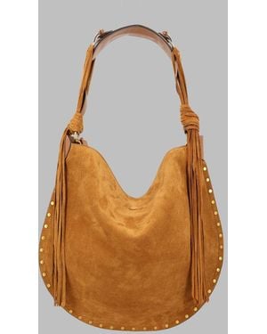 Isabel Marant Hobo Bag Oskan Soft Calf Velvet Leather Shoulder - Orange