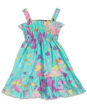 Versace Sm Orchid Baroque Dress - Blue