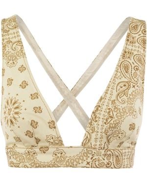 MC2 Saint Barth Denim Top mit breiter Ausschnitt - Natur