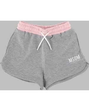 MSGM Girls Cotton Fleece Mini Shorts - Grey