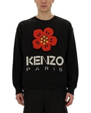 KENZO Jersey With Embroidery Boke Flower - Black